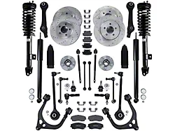 Drilled and Slotted Brake Rotor, Pad, Brake Fluid, Cleaner and Suspension Kit; Front and Rear (06-10 V6 RWD Charger)