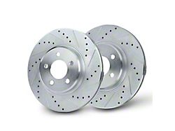 Drilled and Slotted Rotors; Front Pair (07-21 RWD V6 Charger w/o Performance Brakes, Excluding Pursuit)