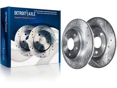 Drilled and Slotted Rotors; Rear Pair (06-20 RWD V6 Charger w/ Single Piston Front Calipers)