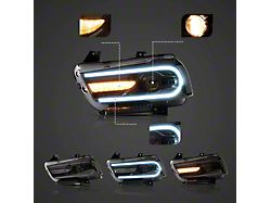 Dual Beam Projector Headlights; Black Housing; Clear Lens (11-14 Charger)