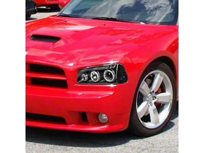 Dual Halo Projector Headlights; Matte Black Housing; Clear Lens (06-10 Charger w/ Factory Halogen Headlights)