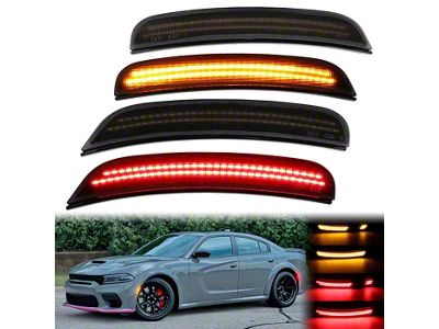 Dynamic LED Side Markers; Red/Amber; Smoked (15-23 Charger)