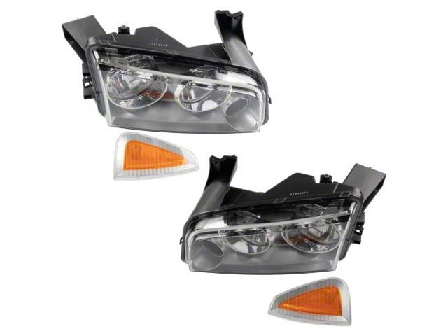 Euro Style Headlights; Chrome Housing; Clear Lens (06-10 Charger w/ Factory Halogen Headlights)