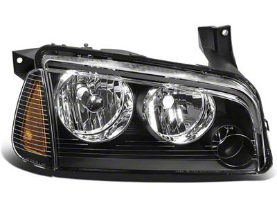 Factory Style Headlight; Black Housing; Clear Lens; Passenger Side (06-10 Charger)