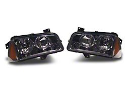 Factory Style Headlights with Amber Corners; Chrome Housing; Smoked Lens (06-10 Charger)
