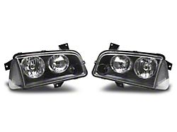 Factory Style Headlights with Clear Corners; Black Housing; Clear Lens (06-10 Charger)