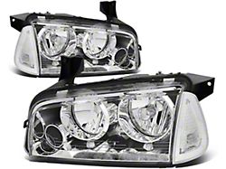 Factory Style Headlights with Clear Corners; Chrome Housing; Clear Lens (06-10 Charger)