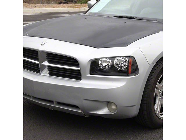 Factory Style Headlights; Matte Black Housing; Clear Lens (06-10 Charger w/ Factory Halogen Headlights)