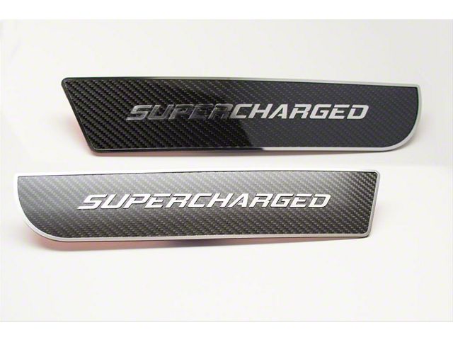 Front Door Badge with Supercharged Lettering; Carbon Fiber (11-18 Charger)