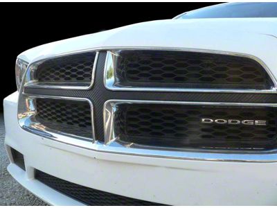 Front Grille Overlay Decal; Carbon Fiber (11-14 Charger)