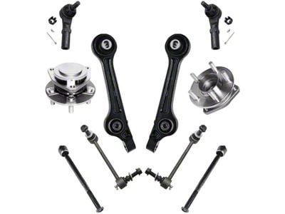 Front Lower Rearward Control Arms with Hub Assemblies and Tie Rods (12-19 RWD Charger w/ 3-Bolt Flange & HD Suspension)