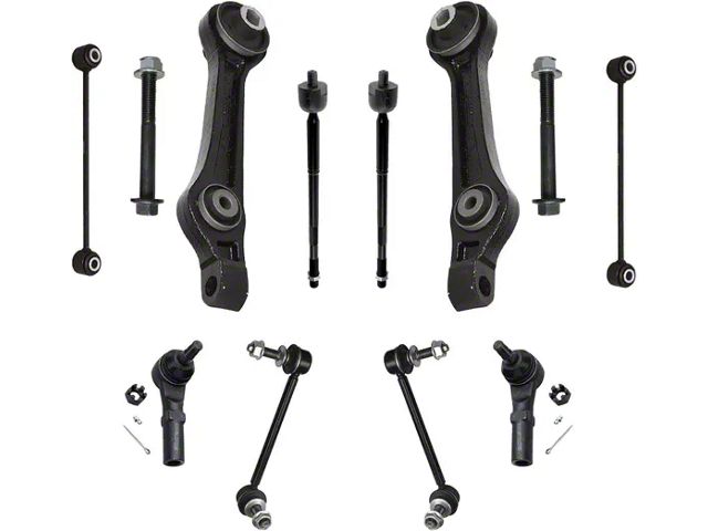 Front Lower Rearward Control Arms with Sway Bar Links and Tie Rods (11-14 RWD Charger; 15-19 6.2L HEMI Charger)