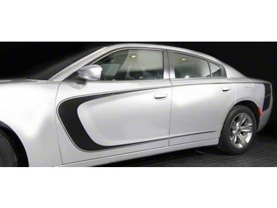 Front to Rear Side Accent Stripes; Gloss Black (15-18 Charger)