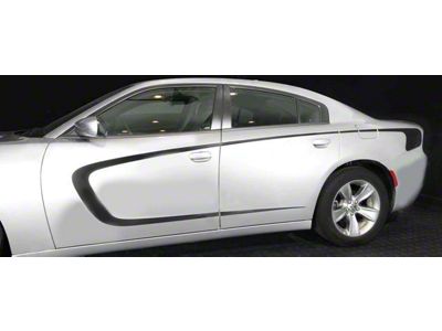 Front to Rear Side Accent Stripes; Gloss Black (15-18 Charger)