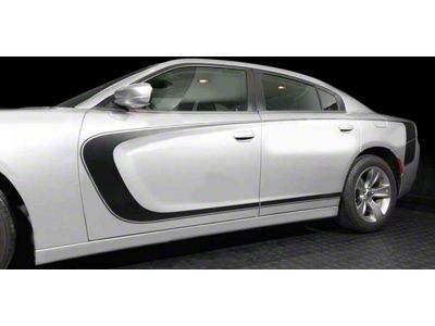 Front to Rear Side Accent Stripes; Gloss Black (15-18 Charger)