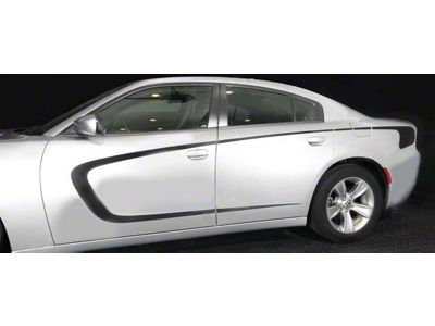 Front to Rear Side Accent Stripes; Matte Black (19-23 Charger)