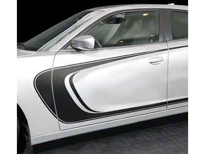 Front to Rear Side Accent Stripes; Matte Black (19-23 Charger)