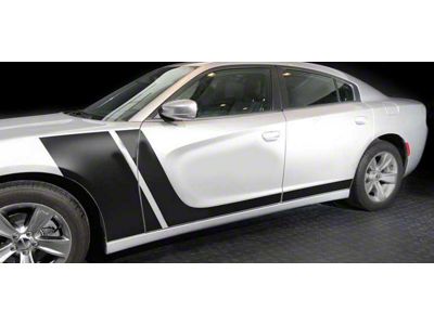 Front to Rocker Side Stripes; Gloss Black (15-18 Charger)