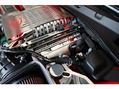 Fuel Rail Covers; Brushed (19-23 Charger SRT Hellcat Redeye)