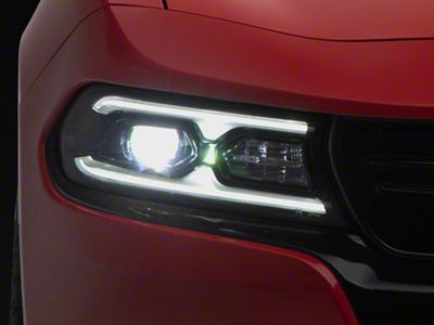 Full LED Headlights with LED Light Bar; Black Housing; Clear Lens (15-23 Charger w/ Factory Halogen Headlights)