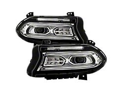 Full LED Headlights with LED Light Bar; Chrome Housing; Clear Lens (15-23 Charger w/ Factory Halogen Headlights)