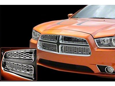 Grilles Upper Factory Overlays; Polished (11-14 5.7L HEMI Charger)