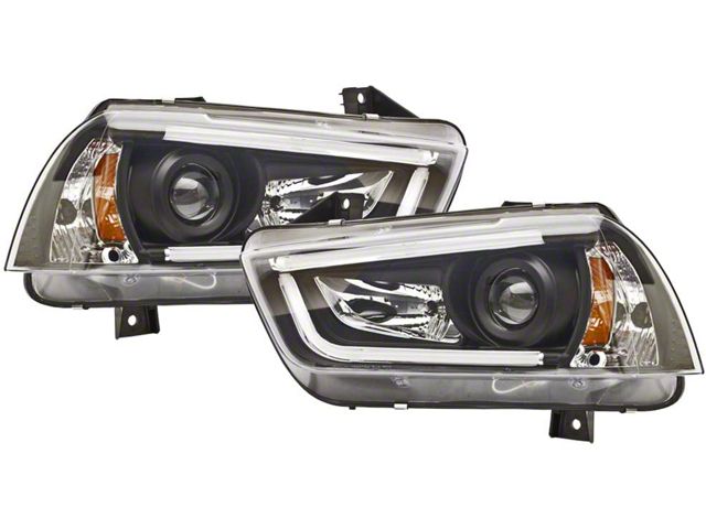 Halo Projector Headlights; Black Housing; Clear Lens (11-14 Charger w/ Factory Halogen Headlights)