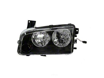 Halogen Headlight; Black Housing; Clear Lens; Driver Side (11/09/07-10 Charger w/ Factory Halogen Headlights)
