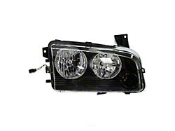 Halogen Headlight; Black Housing; Clear Lens; Passenger Side (11/09/07-10 Charger w/ Factory Halogen Headlights)