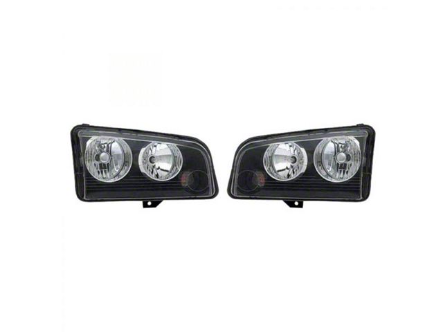 Halogen Headlights; Black Housing; Clear Lens (11/09/07-10 Charger w/ Factory Halogen Headlights)