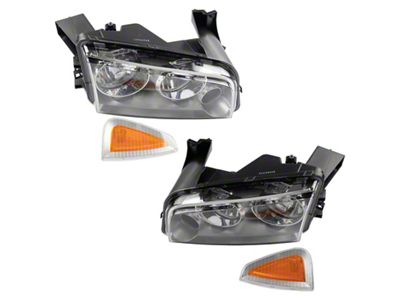 Halogen Headlights; Chrome Housing; Clear Lens (07-10 Charger w/ Factory Halogen Headlights)