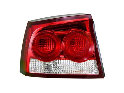 Halogen Tail Light; Chrome Housing; Red Clear Lens; Driver Side (09-10 Charger)