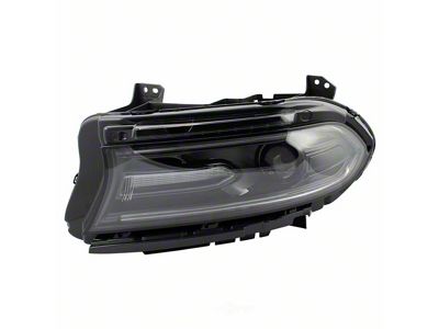 Headlight; Black Housing; Clear Lens; Driver Side (18-20 Charger w/ Factory Halogen Headlights)