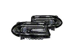 Headlight; Black Housing; Clear Lens; Driver Side (16-23 Charger w/ Factory Halogen Headlights)