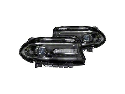 Headlight; Black Housing; Clear Lens; Driver Side (16-23 Charger w/ Factory Halogen Headlights)