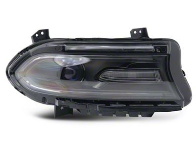 Headlight; Black Housing; Clear Lens; Passenger Side (16-23 Charger w/ Factory Halogen Headlights)