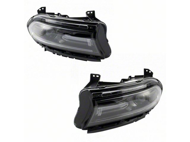 Headlights; Black Housing; Clear Lens (18-20 Charger w/ Factory Halogen Headlights)