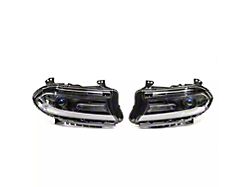 Headlights; Black Housing; Clear Lens (16-23 Charger w/ Factory Halogen Headlights)