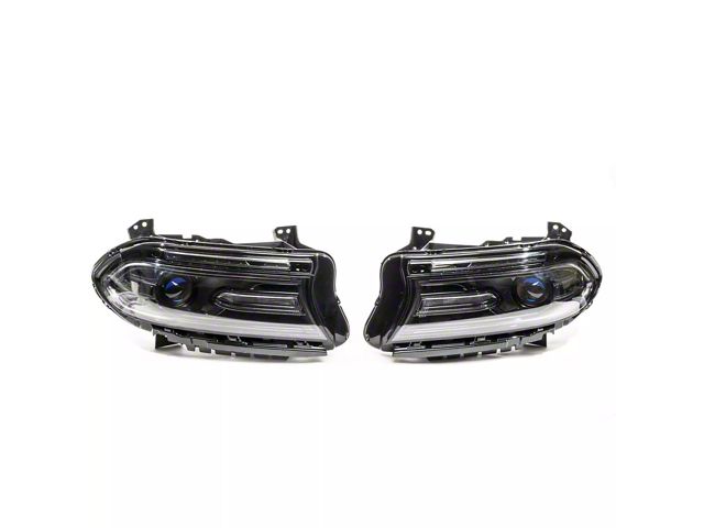 Headlights; Black Housing; Clear Lens (16-23 Charger w/ Factory Halogen Headlights)