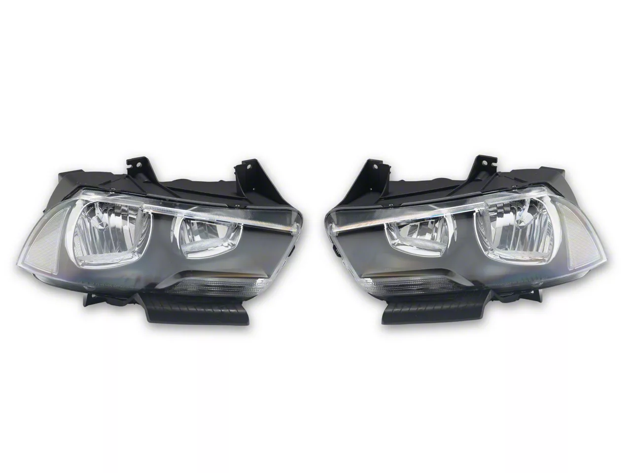 Charger Headlights with Clear Corners; Black Housing; Clear Lens (1114