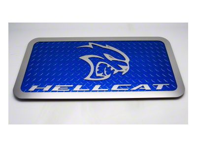 Hellcat Car Show Display Plate; Polished/Blue (Universal; Some Adaptation May Be Required)