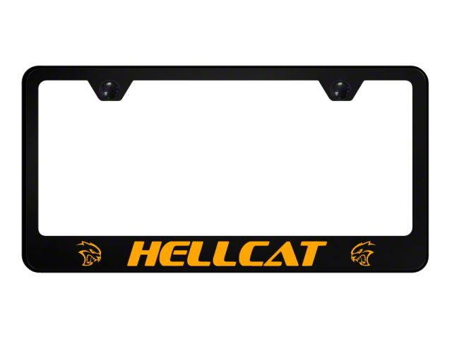 Hellcat License Plate Frame; Orange (Universal; Some Adaptation May Be Required)