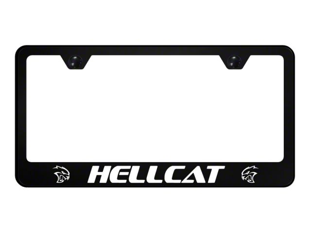 Hellcat License Plate Frame; White (Universal; Some Adaptation May Be Required)