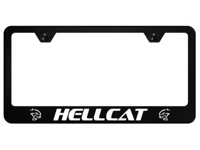 Hellcat License Plate Frame; White (Universal; Some Adaptation May Be Required)