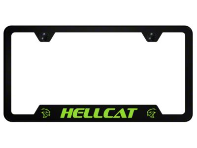 Hellcat Notched License Plate Frame; Green (Universal; Some Adaptation May Be Required)