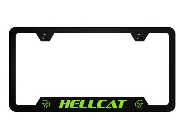 Hellcat Notched License Plate Frame; Green (Universal; Some Adaptation May Be Required)