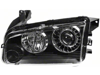 HID Headlight; Black Housing; Clear Lens; Driver Side (08-10 Charger w/ Factory HID Headlights)