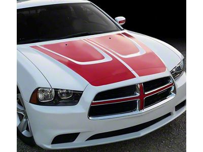 Hood Accent Crown Stripes; Matte Black (11-14 Charger)