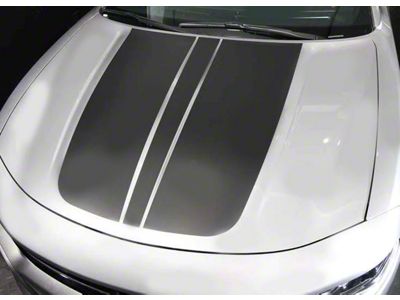 Hood Accent Decals Stripes; Gloss Black (15-18 Charger)