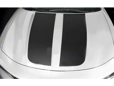 Hood Accent Decals Stripes; Gloss Black (15-18 Charger)